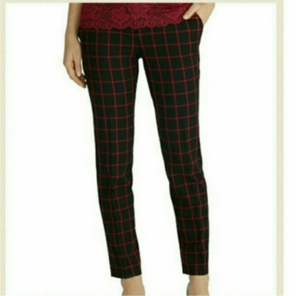 WHBM Black/Red Plaid Slim Ankle Pants Sz 2R